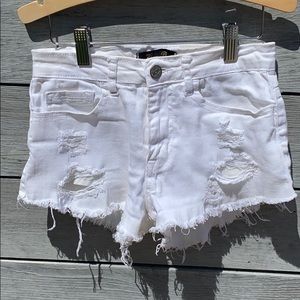 Girls White jean shorts